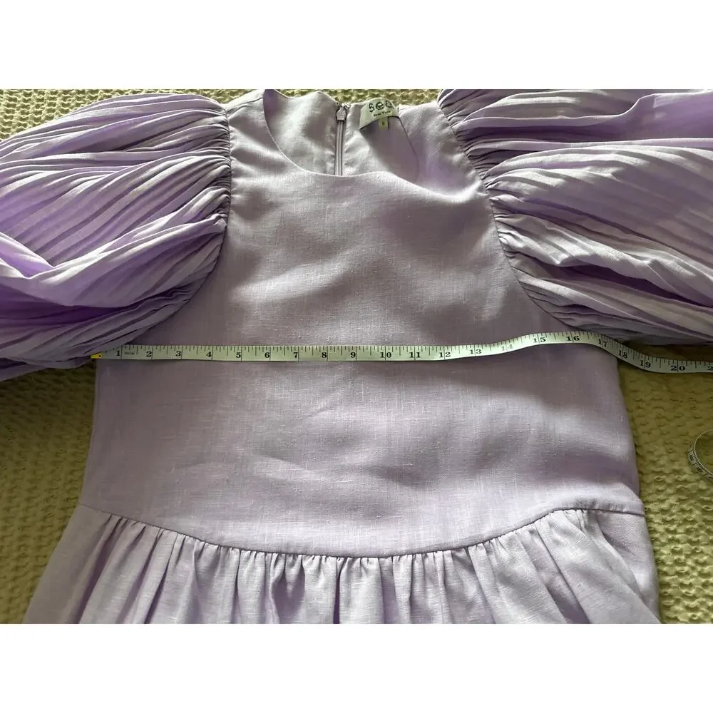 Sea New York Bailey Broomstick Tiered Mini Dress - Lilac Lavender Purple -Size S - Picture 7 of 9